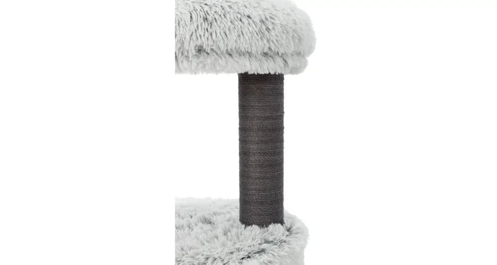 Škrabadlo HARVEY, kukaň, 2 stĺpiky, odpočívadlo 73cm, dlhovlasý plyš, sivá