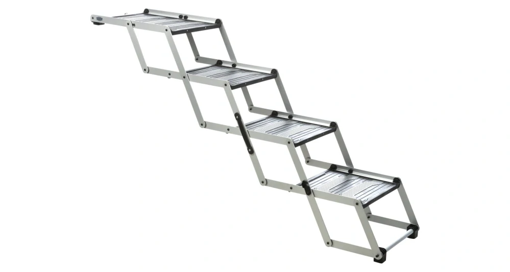 Skladacie schody, 4 stupňové, hliník/TPR, 37cm šírka, do 70cm výška, max 160cm, do 75kg