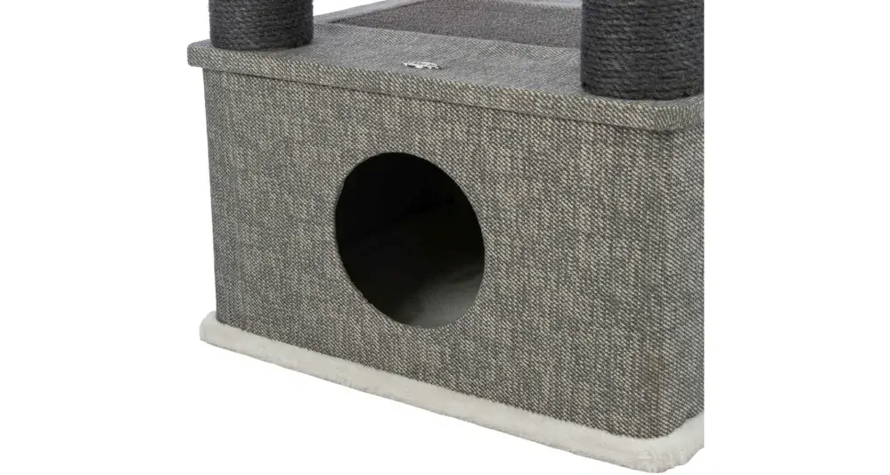 Škrabadlo ALMIRA, 2 jaskyne, odpočívadlo, 128 cm, sivá