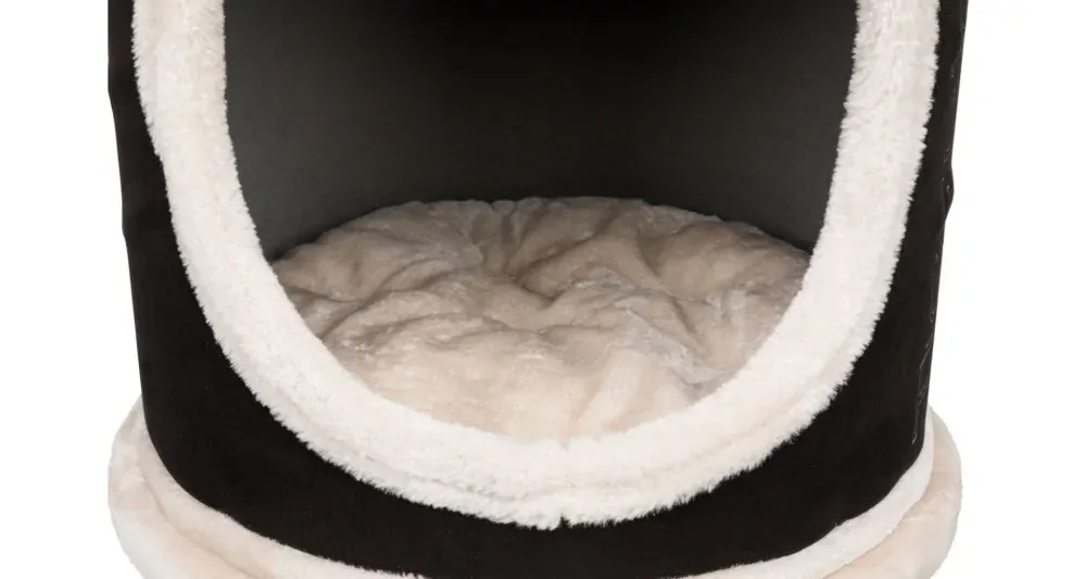 Škrabadlo SUSANA 90 cm, jaskyňa, 2 odpočívadlá, čierna/svetlošedá