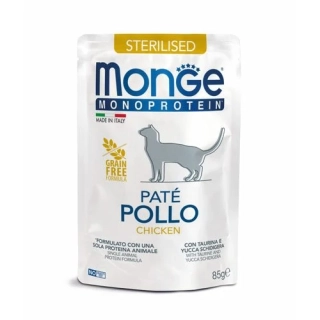 MONGE Monoprotein Pate Sterilised 85g monoproteínová paštéta v kapsičke s kuracím pre sterilizované mačky